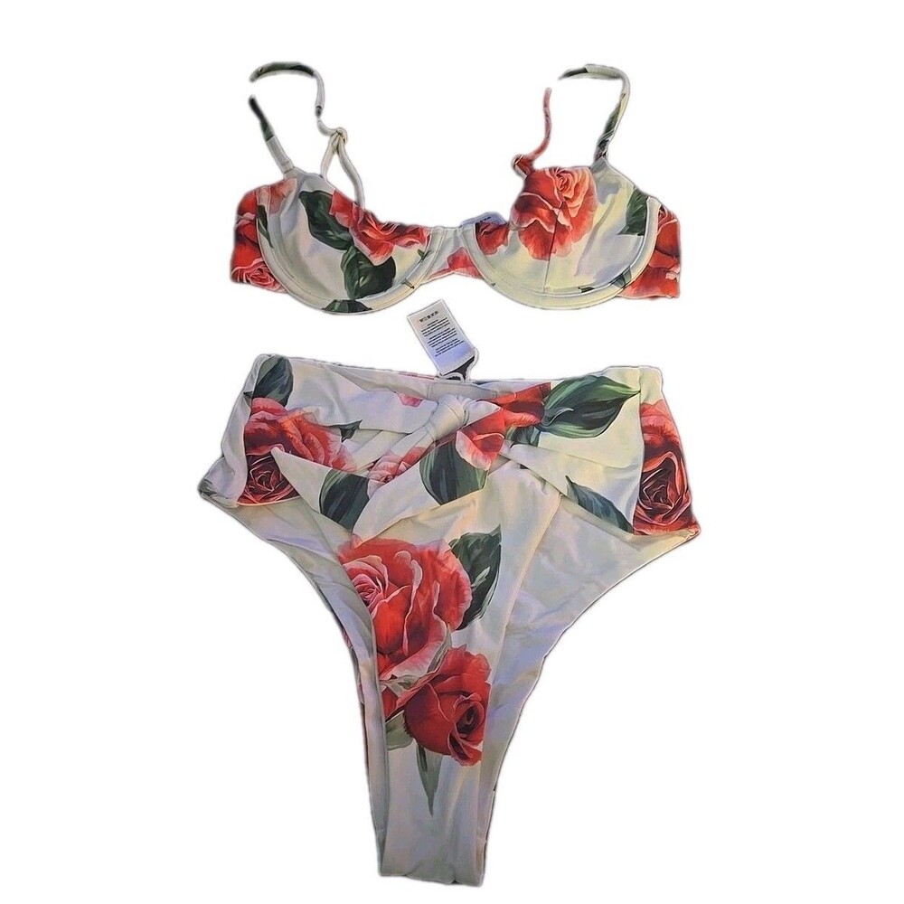 We Wore What Women Yellow Floral Bikini Set Size XS